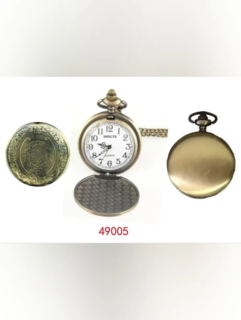 NEW ⏱️ Invicta Vintage Monarch Floral Etched Pocket Watch - 47mm. Bronze 49005